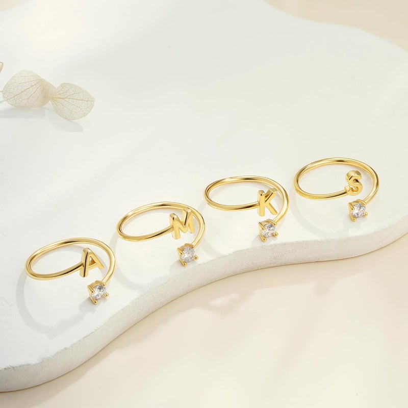 BLThing Store Initial Rings for Girls Kids Women - Dainty 14K Gold Plated Dainty A - Z Initial Letter Rings No Tarnish Teen Girls Gifts Trendy Stuff Birthday Gifts for 5 6 7 8 9 10 Year Old Girl - Image 5